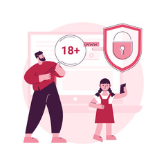 Parental control software abstract concept vector illustration. Internet security software, restricted access for children, parental control, media content limitation technology abstract metaphor.