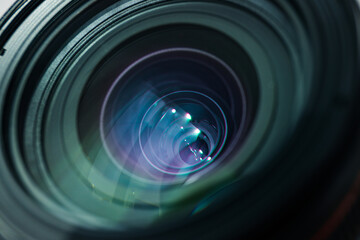 Camera lens lens, close-up, side view, focus