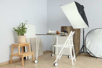 The photo studio is equipped for objective photography