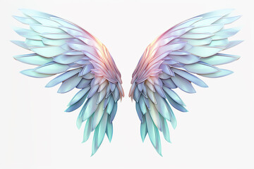 holographic angel wings on a white background Generative AI	
