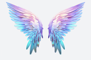 holographic angel wings on a white background Generative AI	
