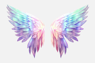 Obraz premium holographic angel wings on a white background Generative AI 