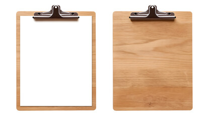 Set of Plain empty blank clipboard clip board with paper sheet on transparent background cutout,...