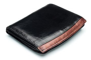Men's wallet made of genuine leather isolated on white