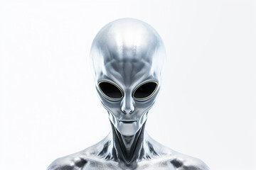 silver alien on white background Generative AI	
