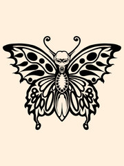 Fototapeta na wymiar vector lineart skull butterfly illustration design