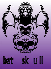 vector outline bat skull illustration design
