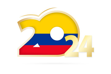 Year 2024 with Colombia Flag pattern.
