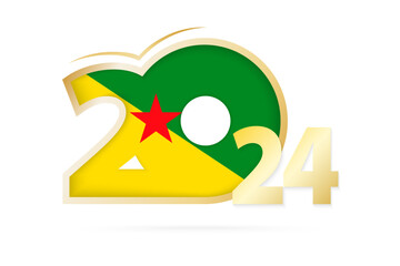 Year 2024 with French Guiana Flag pattern.