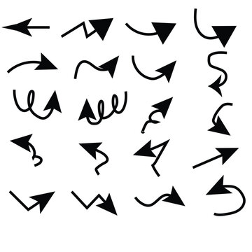 Hand drawn arrow mark icons vector