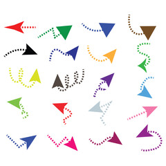 Set of vector curved arrows hand drawn. Sketch doodle style. Collection of pointers.