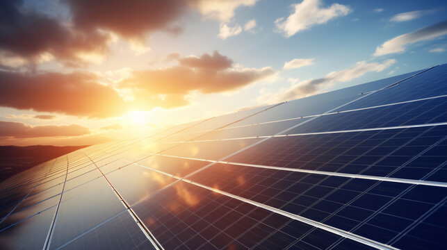Solar Power: solar panels with sun shining on them, emphasizing renewable energy.
generative ai