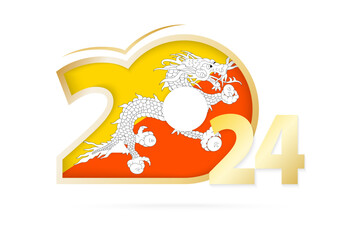Year 2024 with Bhutan Flag pattern.