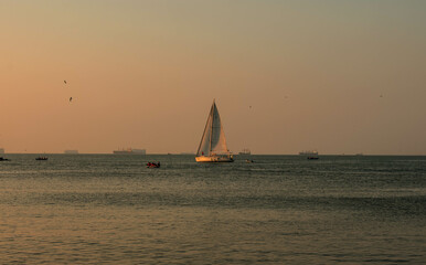 sailboat at sunset