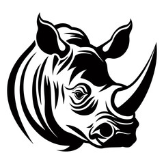 Rhinoceros head face portrait black silhouette logo svg vector