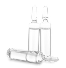 Medical ampules on white background