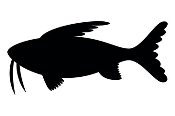 Black silhouette of lake fish. Isolated Vector Graphics 