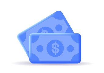 3D blue banknotes icon