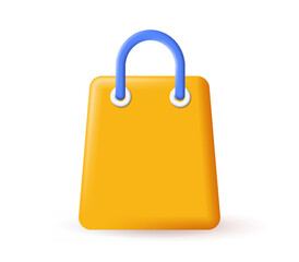 3D yellow shopping bag icon