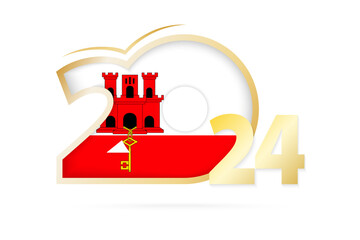 Year 2024 with Gibraltar Flag pattern.