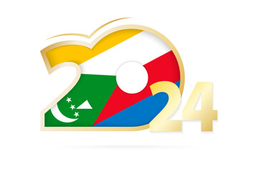 Year 2024 with Comoros Flag pattern.