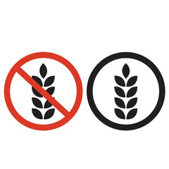 Iconos de etiqueta dietética de producto de alergia alimentaria con y sin gluten. Vector