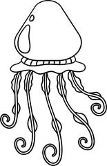 Sea Jellyfish Outline Illustration
