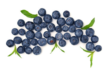 Ripe fresh blueberry on white background
