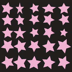 Set of black hand drawn vector stars in doodle style on white background. Could be used as pattern or standalone element. Brush marker sketchy