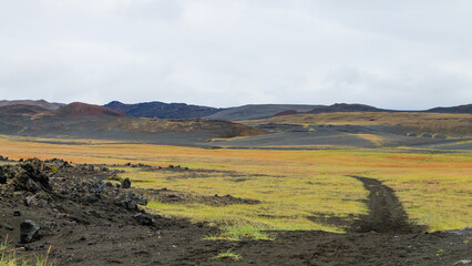 Iceland landscape near Hverfell volcano, Iceland landmark