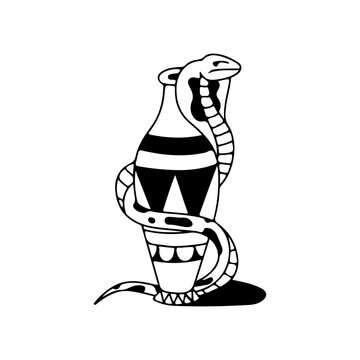 vector illustration of a vase with a cobra