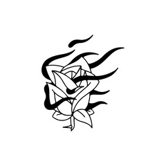 vector illustration of a rose with fire concept