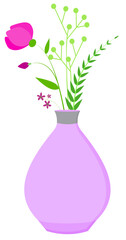 flowers in lilac vase