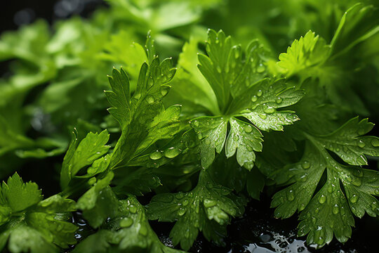 Fresh Green Herb: Vibrant Parsley as a Food Seasoning - Generative AI