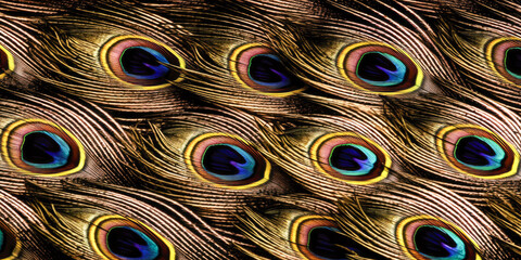 Obraz premium Texture of a peacock - Generative AI