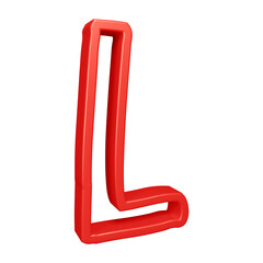 3D red alphabet letter l for education and text concept