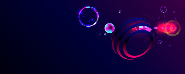 Dark retro futuristic cyberpunk elements abstraction background cosmos synthwave vaporwave retrowave glitch circle with blue and pink glows