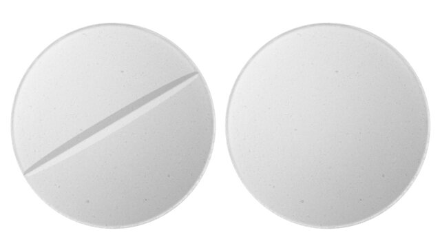 Pills isolated on white background, full depth of field