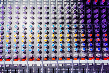 Fototapeta premium Mixing console. It is a device used to mix and control audio signals.