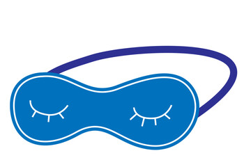 Cute blue sleeping mask with eyes. Good sleep element. Eye protection accessory. Simple vector flat Illustration.	