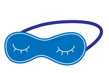 Obraz premium Cute blue sleeping mask with eyes. Good sleep element. Eye protection accessory. Simple vector flat Illustration. 