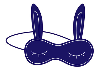 Cute sleeping mask with bunny ears. Good sleep element. Eye protection accessory. Simple vector flat Illustration. 