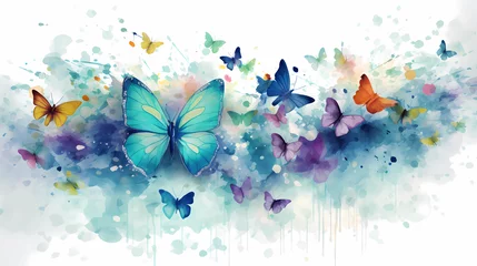 Stickers pour porte Papillons en grunge butterfly