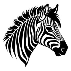 Fototapeta na wymiar Zebra black silhouette head face logo portrait svg vector