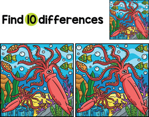 Giant Squid Animal Find The Differences