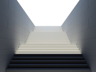 Fototapeta na wymiar Empty white stairs in pedestrian subway. 3D rendering