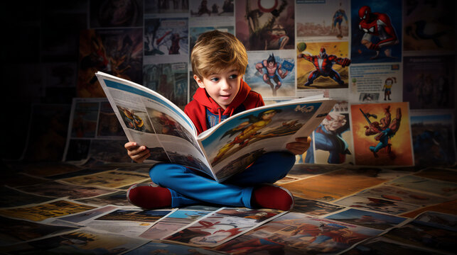 Little Boy reading a comic book
