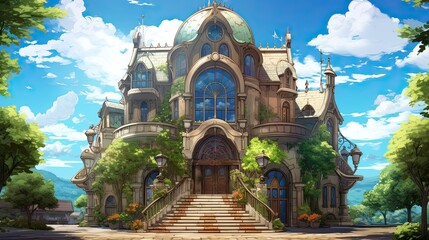 The town of the city. AI generated art illustration.