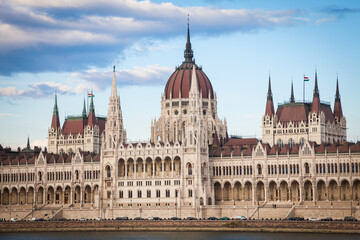 Fototapeta na wymiar The Hungarian Parliament Building, a notable landmark of Hungary and a popular tourist destination of Budapest.