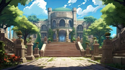 The town of the city. AI generated art illustration.